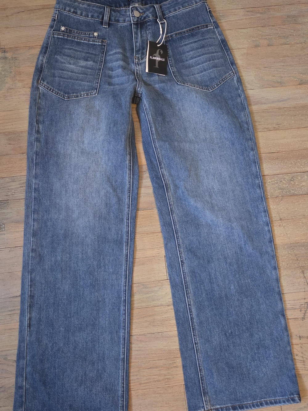 Flamingals Medium Women’s Wide-Leg Blue Jeans